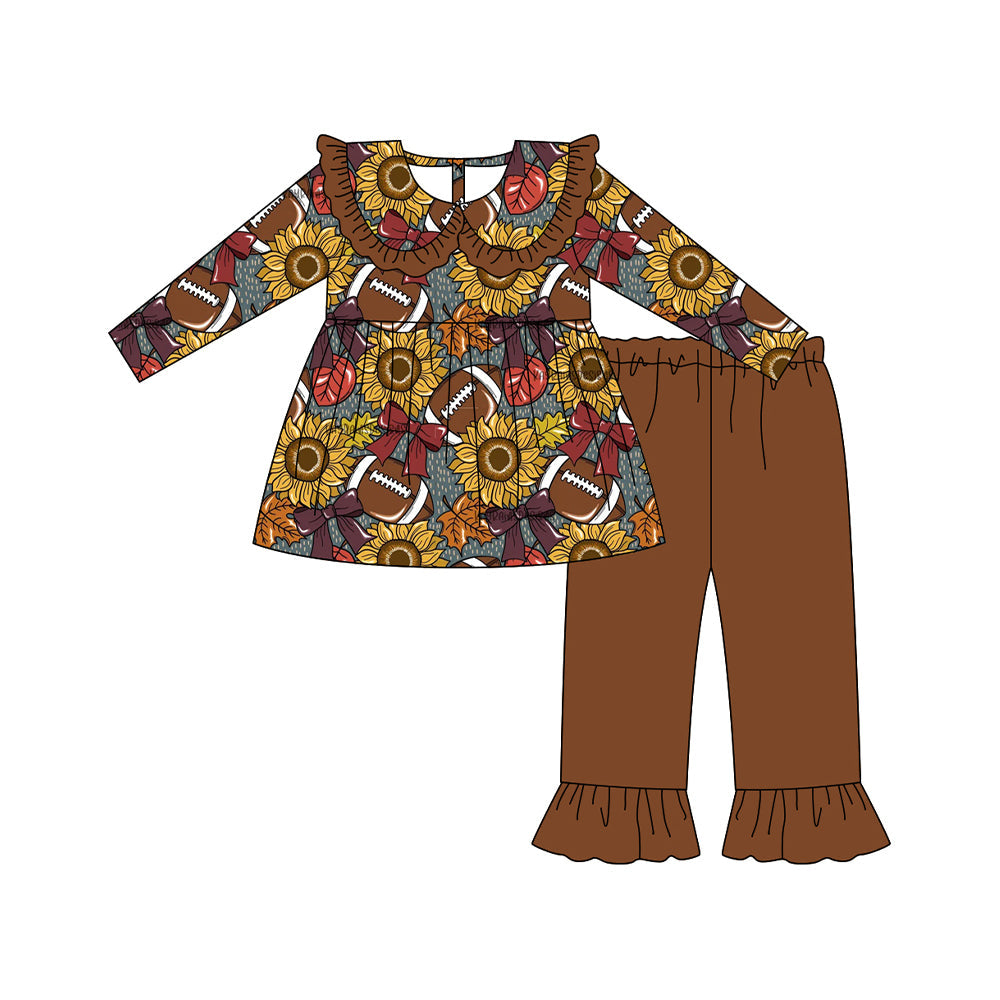 Sunflower football tunic ruffle pants girls clothing set