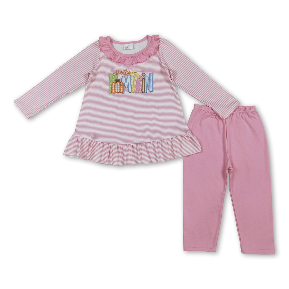 Hello pumpkin pink stripe top leggings girls clothing