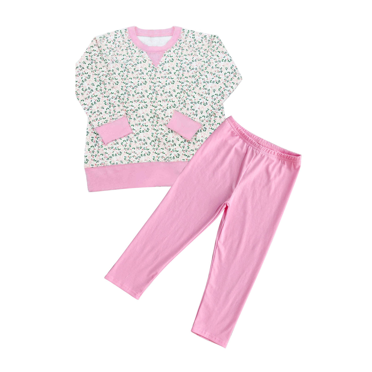 Pink bow jolly berry top leggings girls Christmas clothing