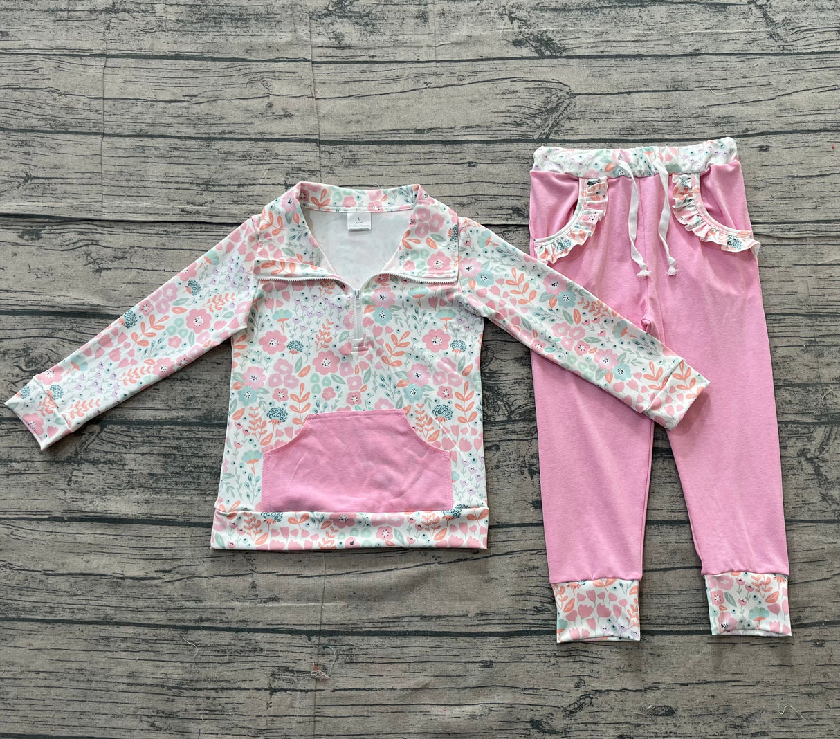 Floral pullover pockets pink pants girls outfits