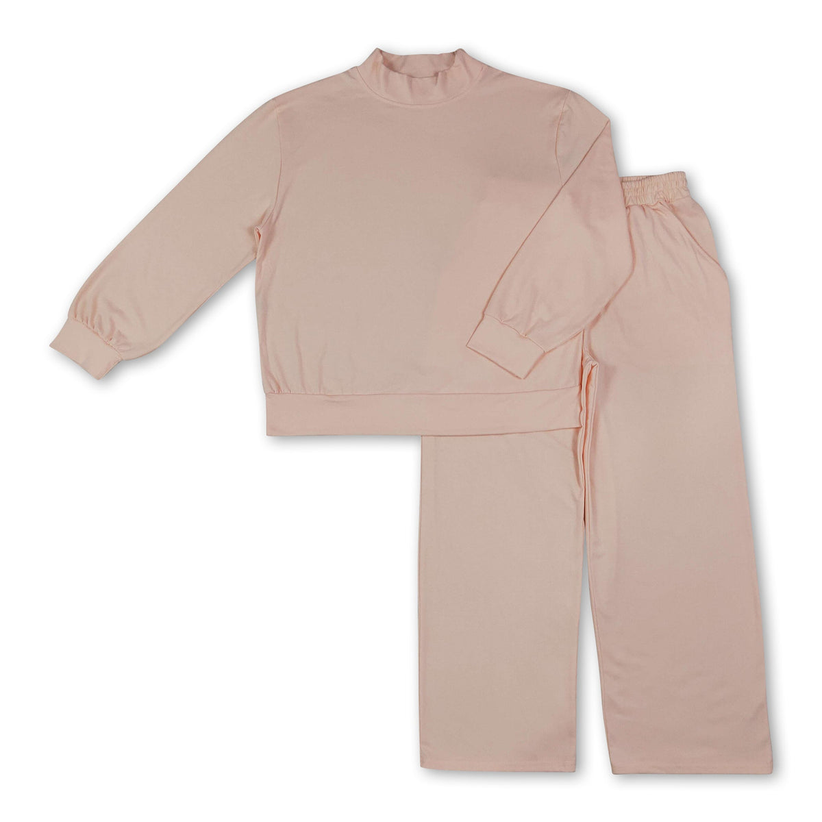 Long sleeves light cotton mock neck top pants adult women outfits