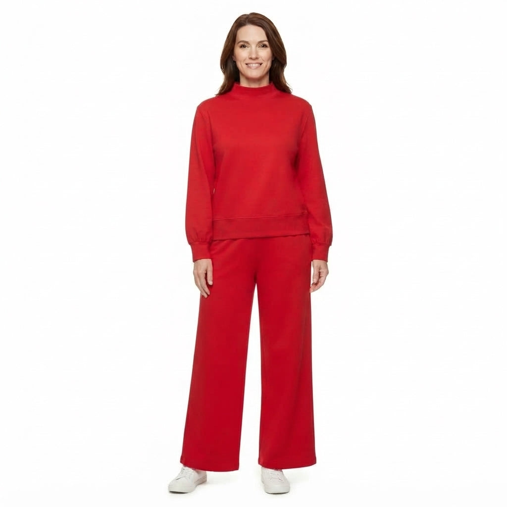 Long sleeves red cotton top pants adult women outfits