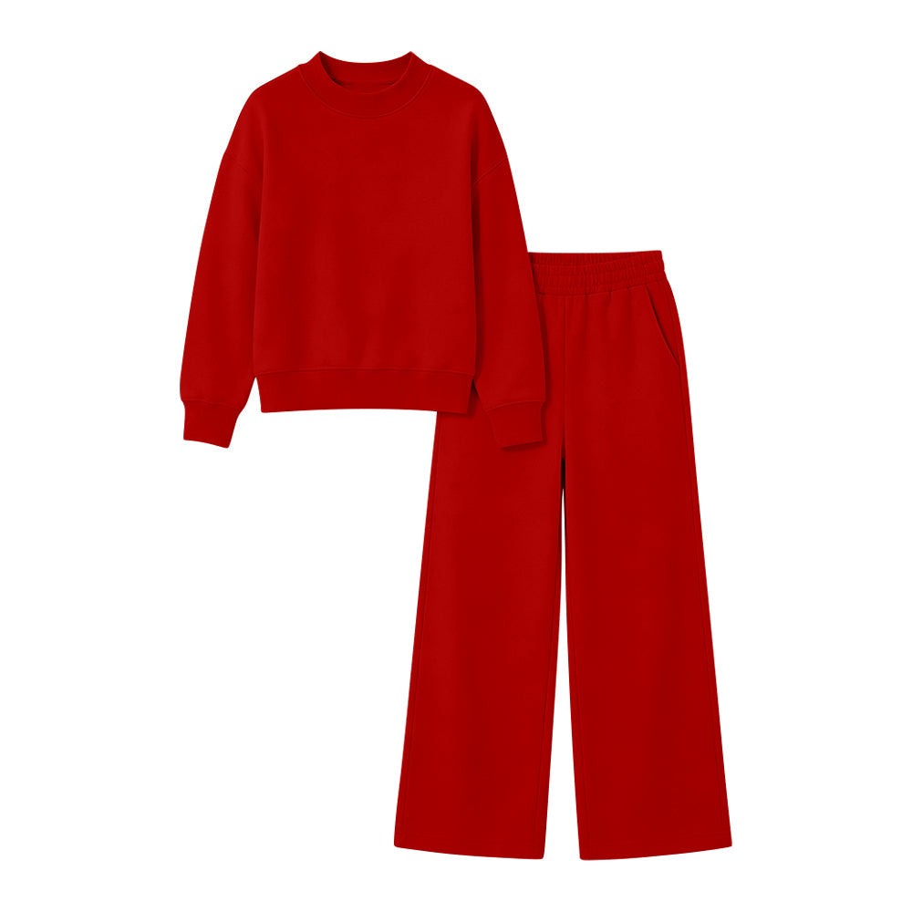 Long sleeves red cotton top pants adult women outfits