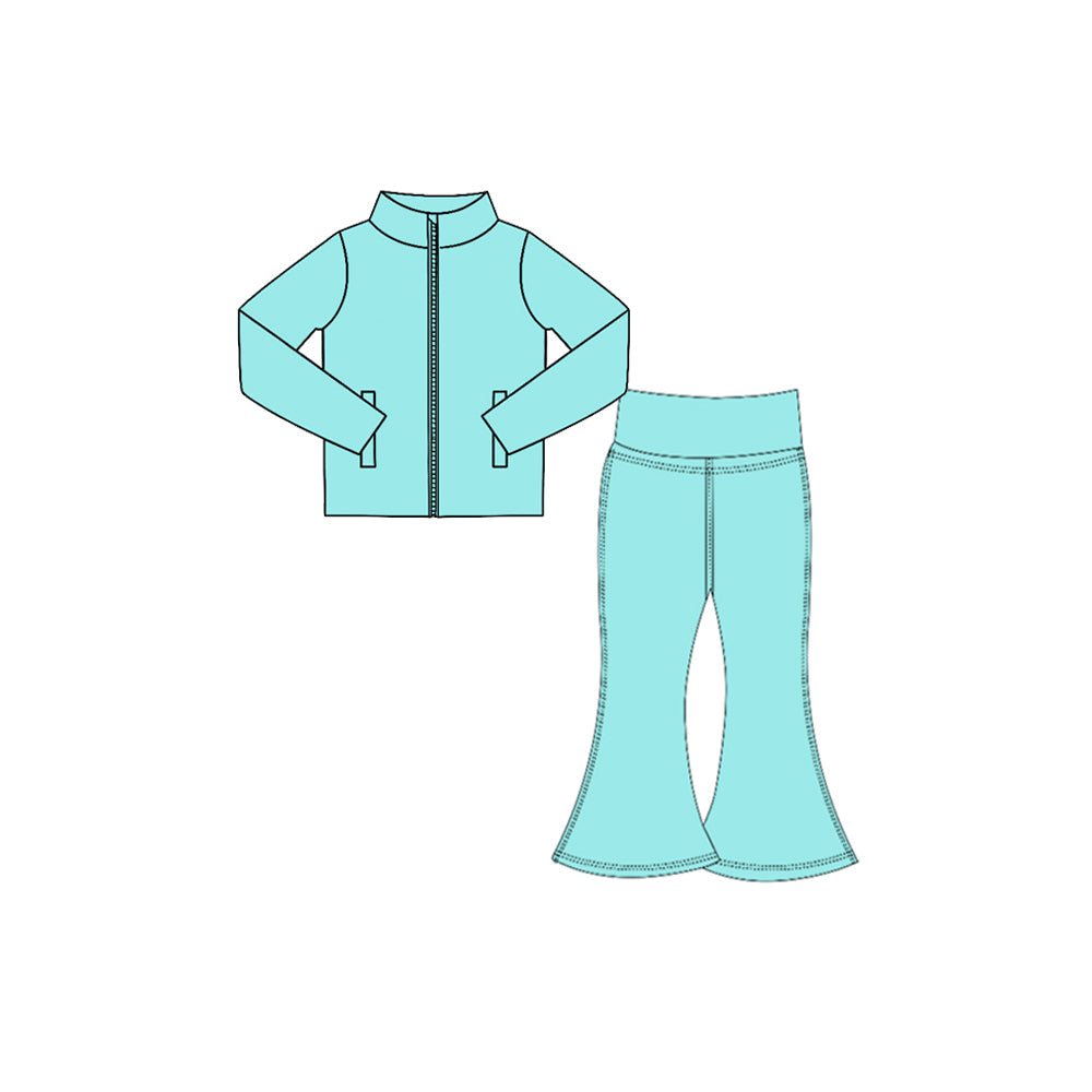 Long sleeves mint zip jacket pants girls yoga clothes