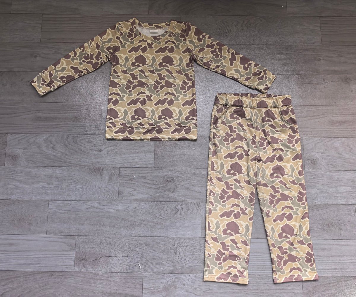 Long sleeves camo top pockets pants kids outfits