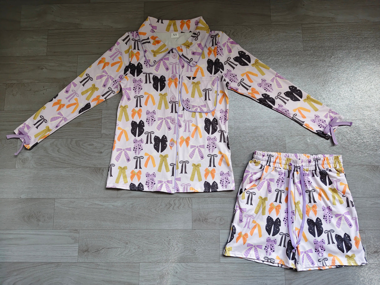 Long sleeves bows top shorts women Halloween pajamas