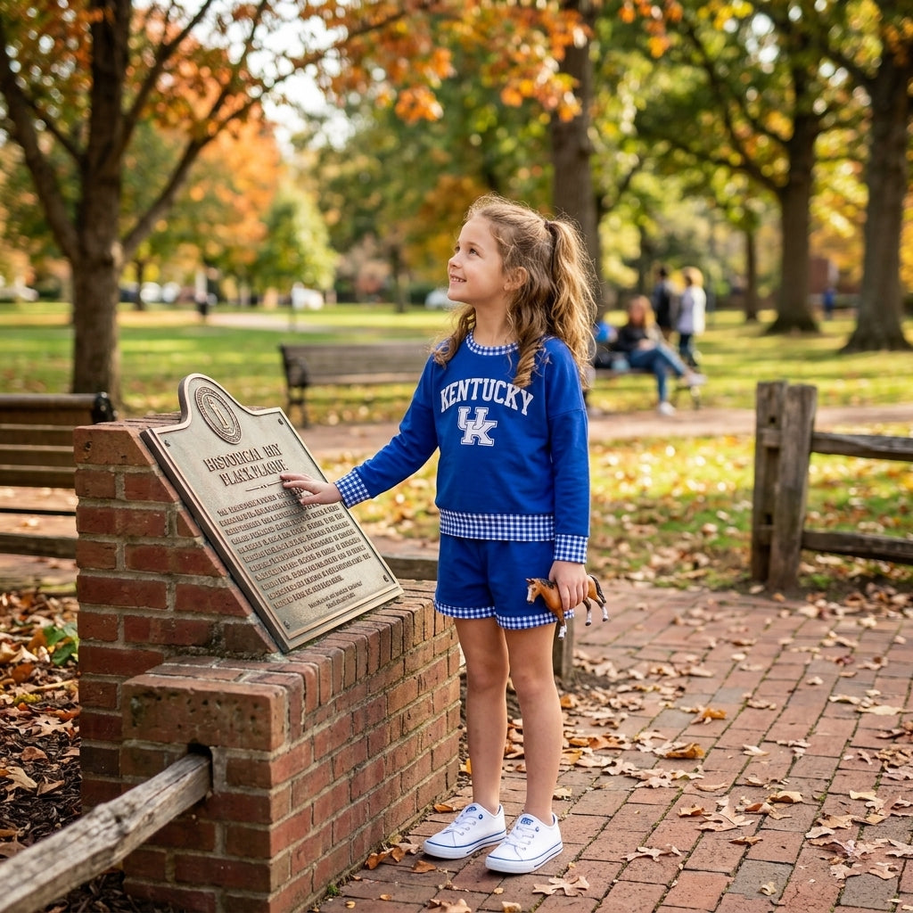 Long sleeves blue U K vinyl top shorts girls team outfits