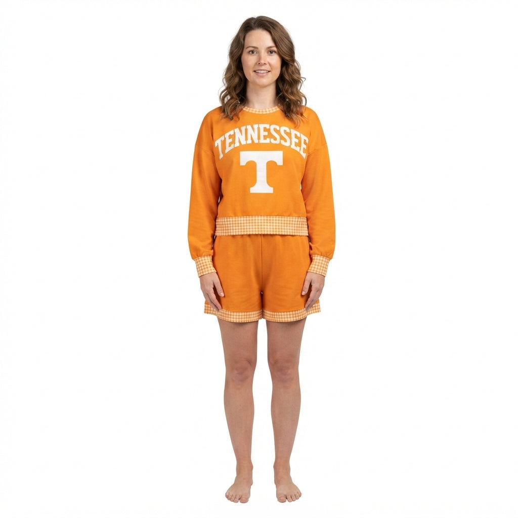 Long sleeves T top shorts adult women team shorts set