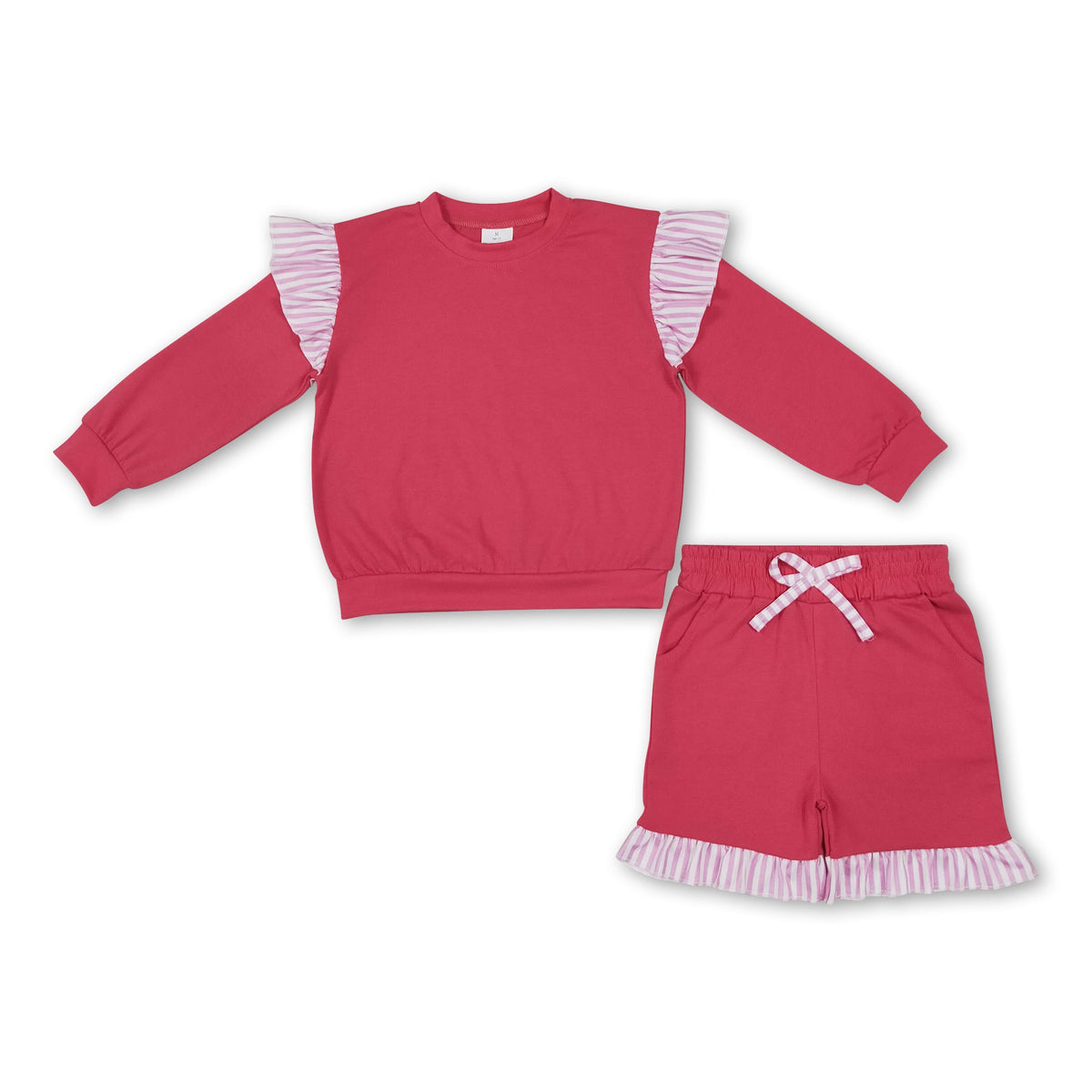 Flutter long sleeves hot pink top shorts girls outfits