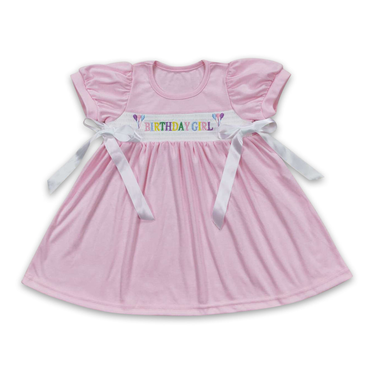 Birthday girl balloon pink baby girls dresses