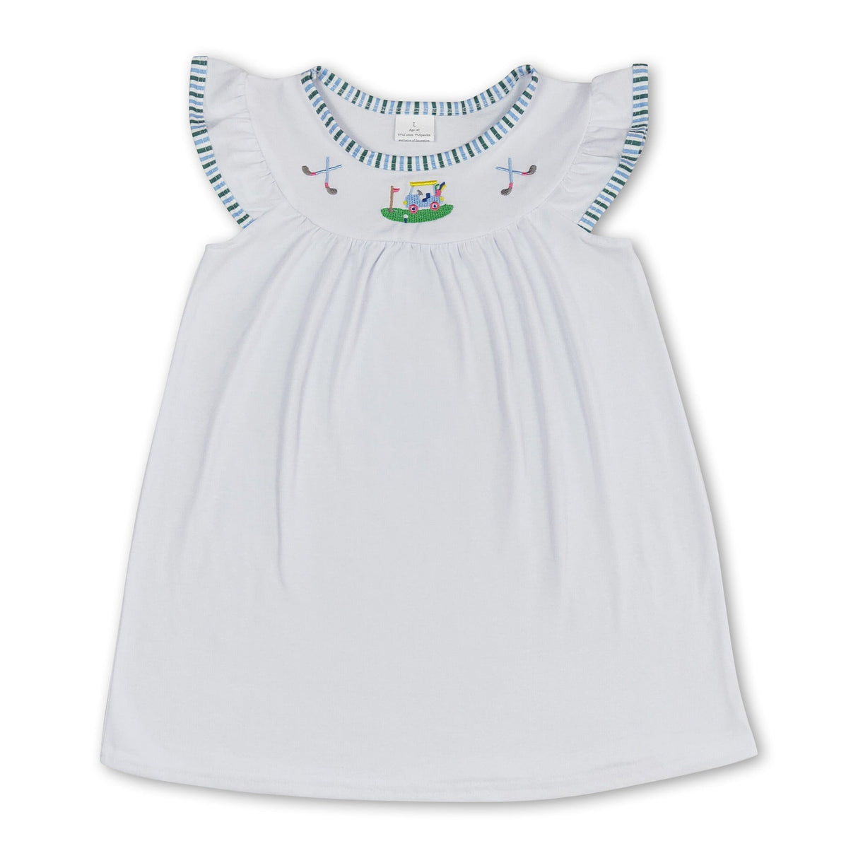 White flutter sleeves golf baby girls summer dress
