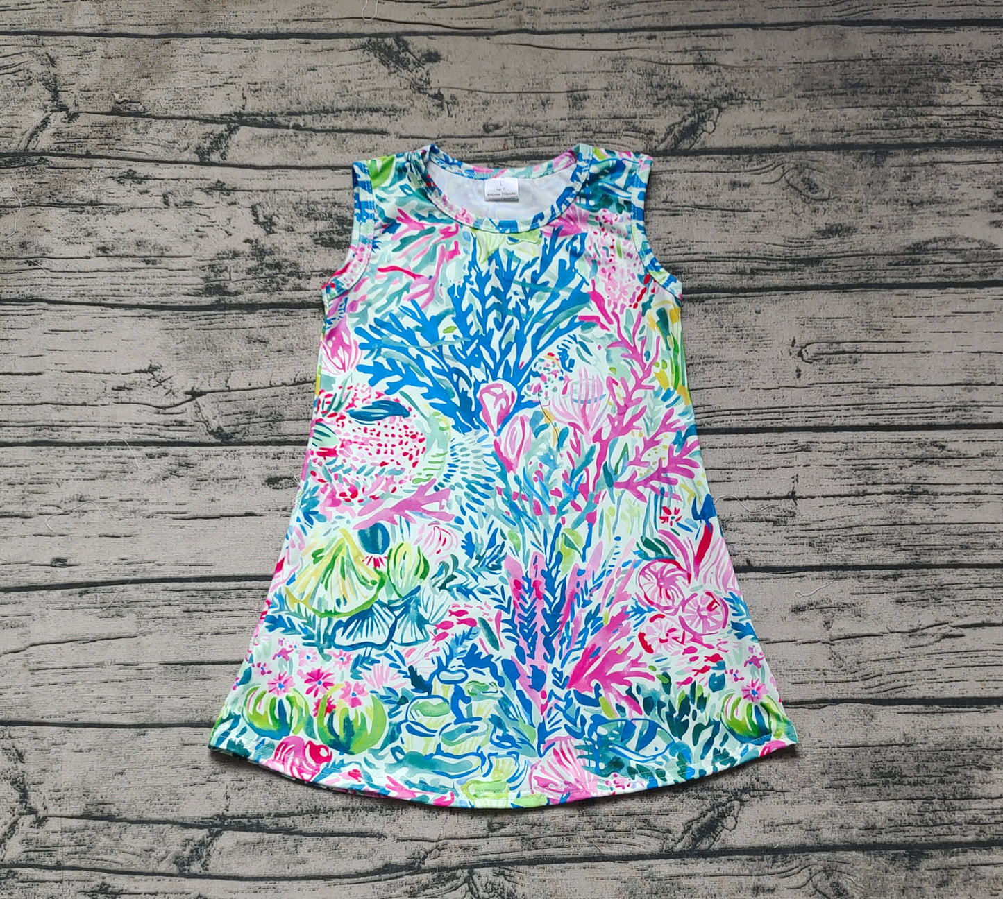 Sleeveless watercolor pockets baby girls summer dress