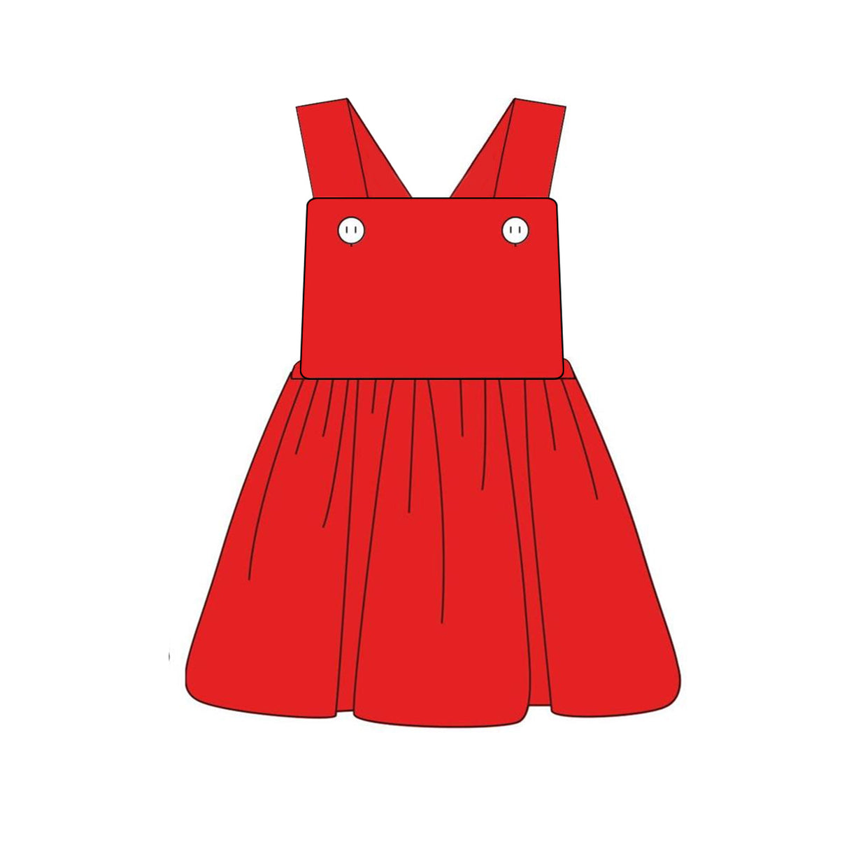 Red cotton kids girls Christmas suspender dress