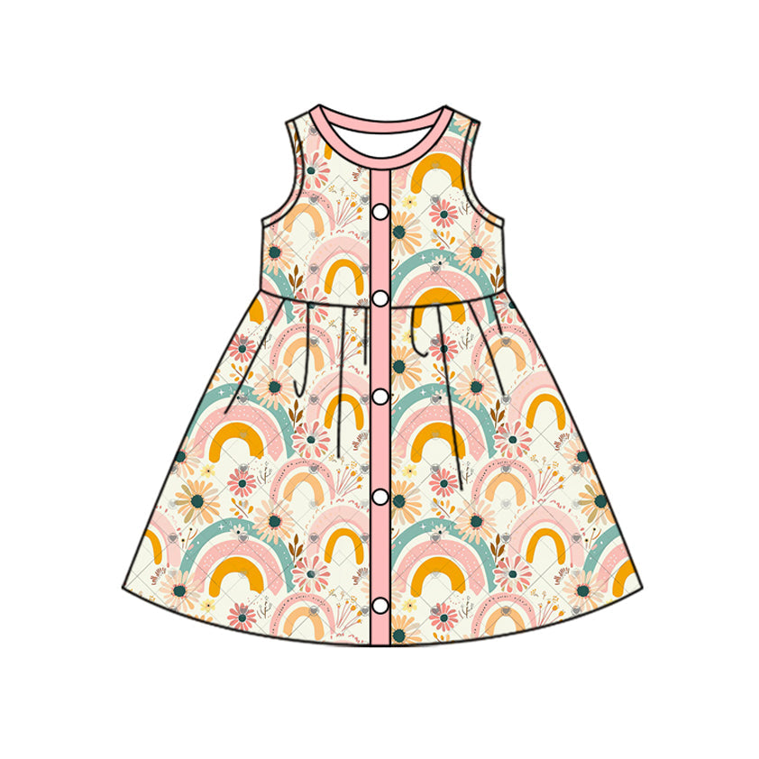 Sleeveless floral rainbow baby girls summer dress