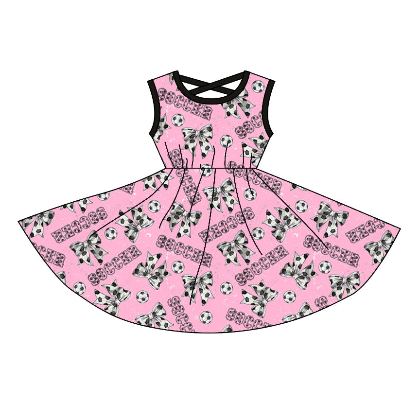 Sleeveless soccer bow baby girls summer dresses