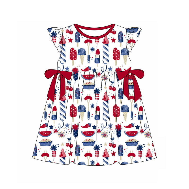 Flutter sleeves ice cream baby girls 4th of july dresses