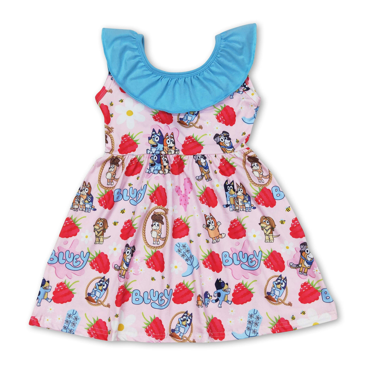 Sleeveless ruffle dog strawberry boots girls dresses