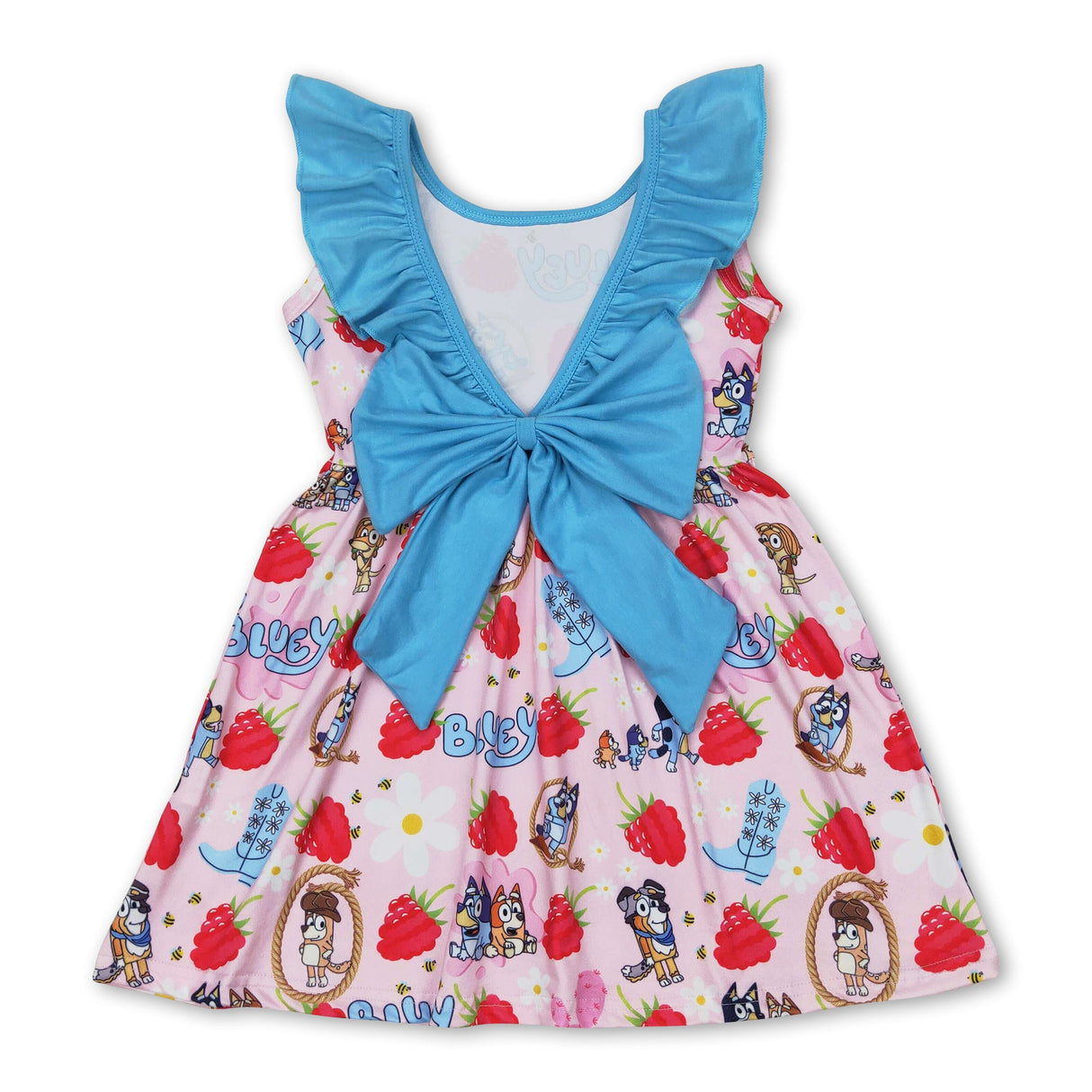 Sleeveless ruffle dog strawberry boots girls dresses