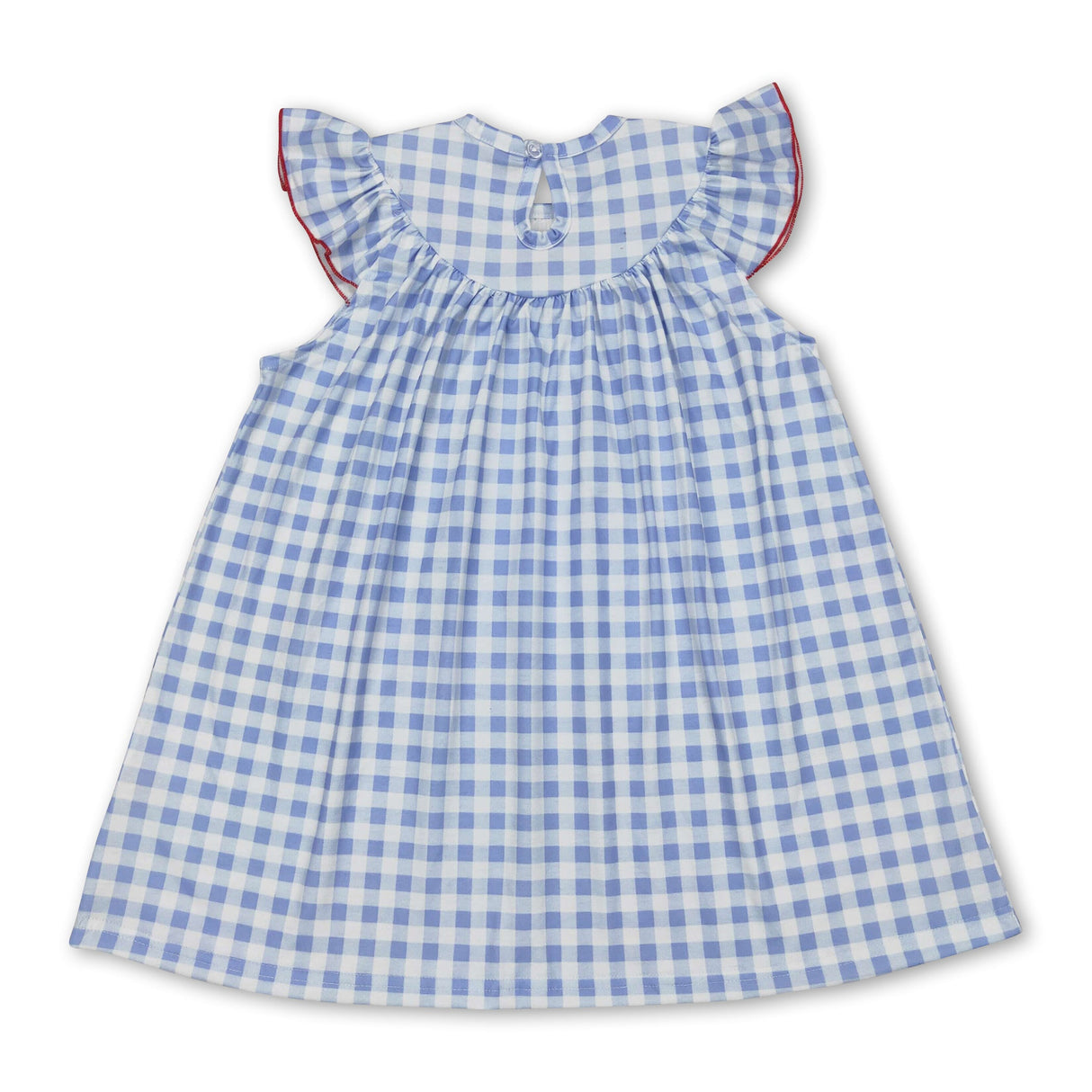 Light blue plaid flag smocked girls 4th of july dresses