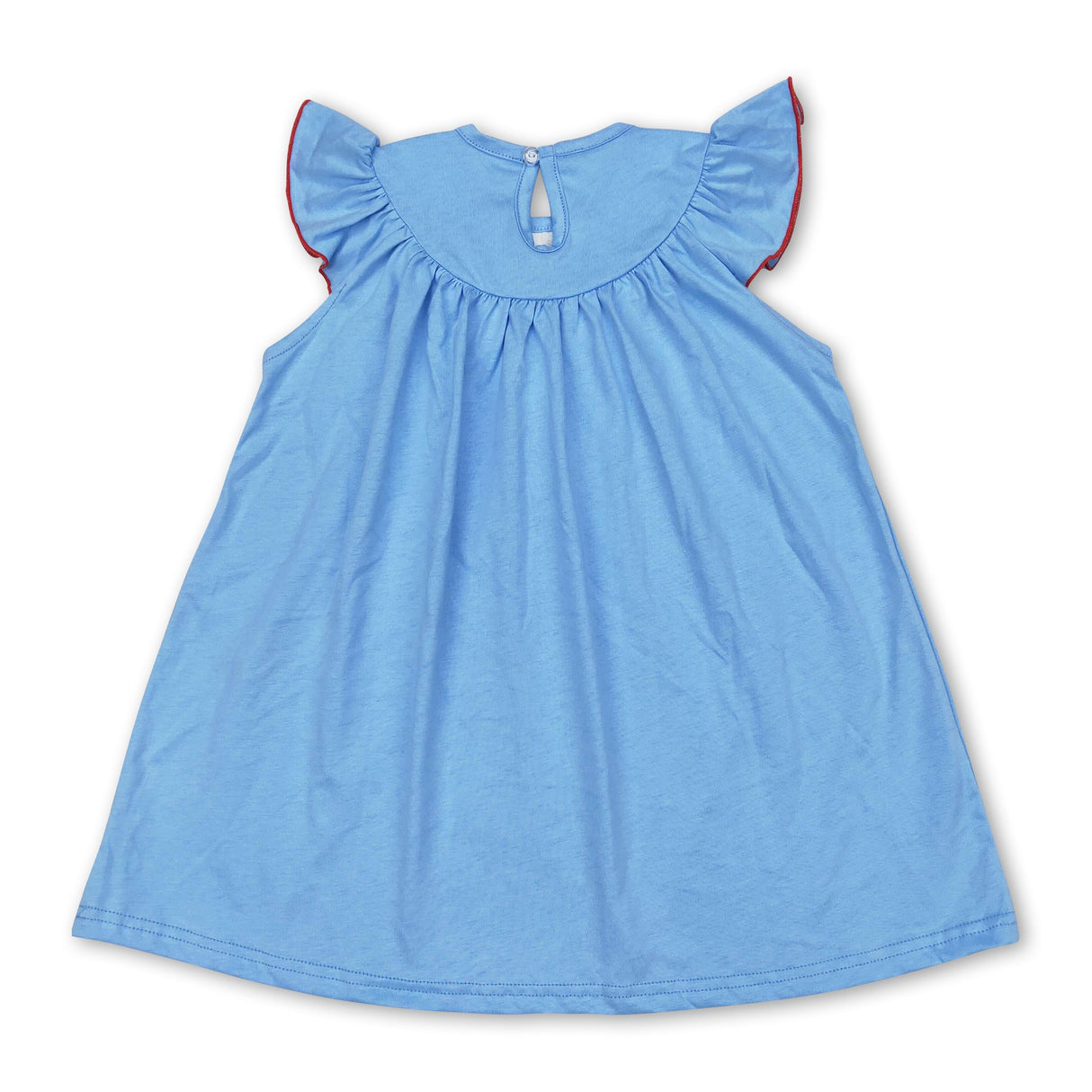 Light blue boat smocked girls 4th of july dresses