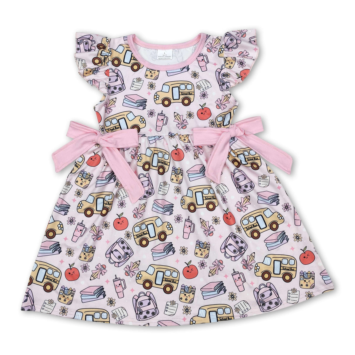Flutter sleeves apple pencil book girls back to school dress