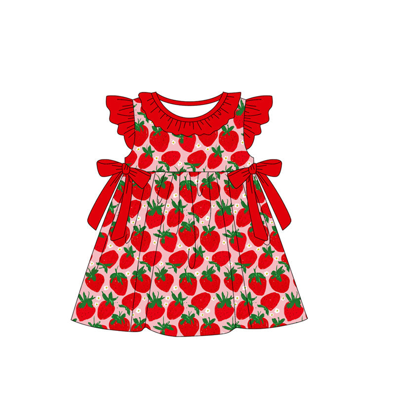 Flutter sleeves strawberry tunic red shorts girls clothes