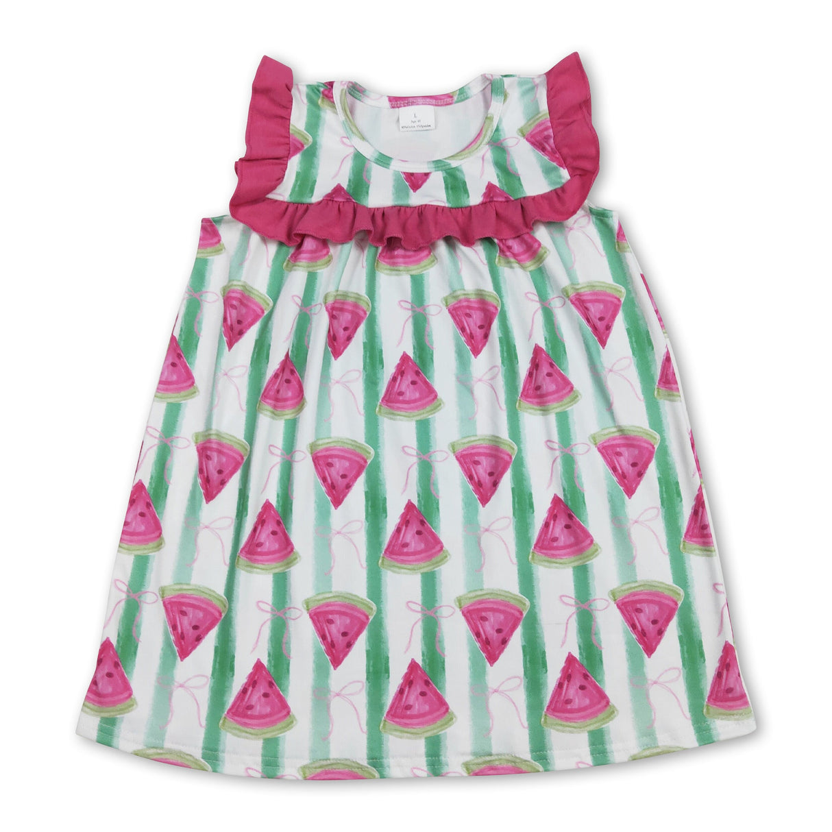 Ruffle watermelon bow baby girls summer dresses