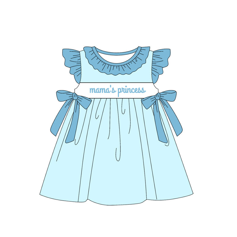 Light blue flutter sleeves mama's princess girls dress