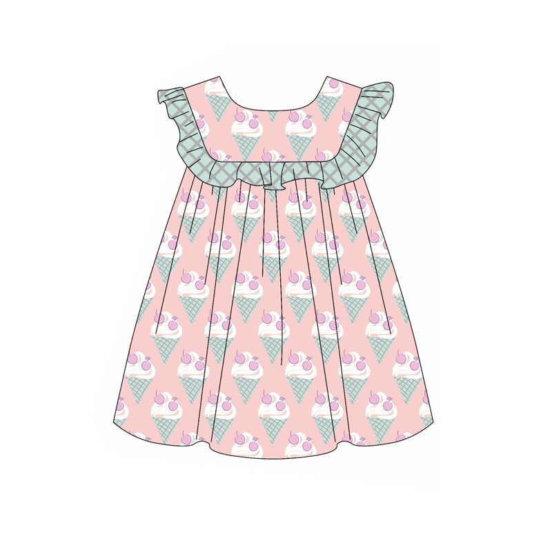 Ruffle ice cream kids girls summer dresses