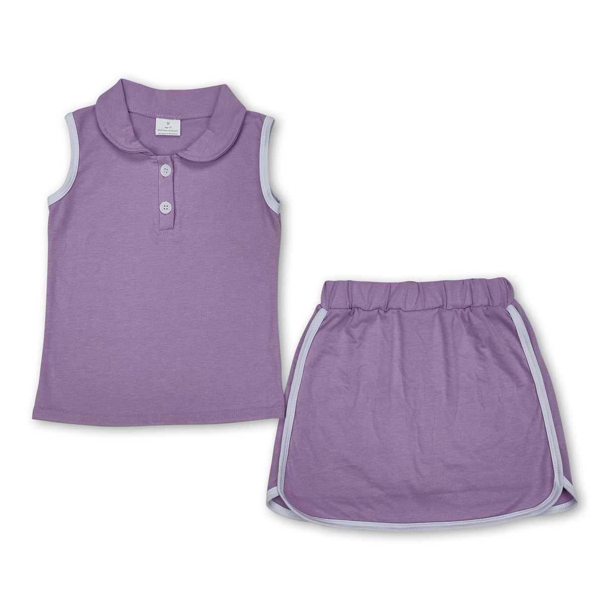 Lavender sleeveless polo shirt skirt cotton kids girls clothing