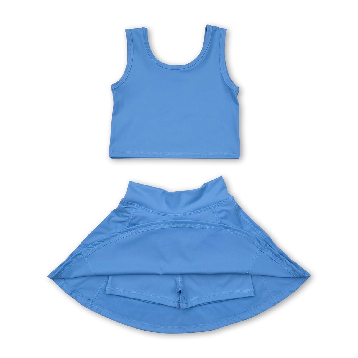 Light blue sleeveless top skirt kids girls active wear set