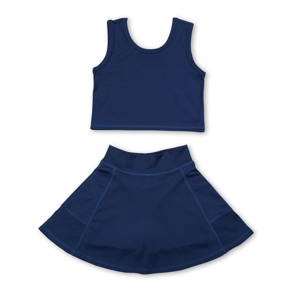 Navy sleeveless top skirt kids girls active wear set