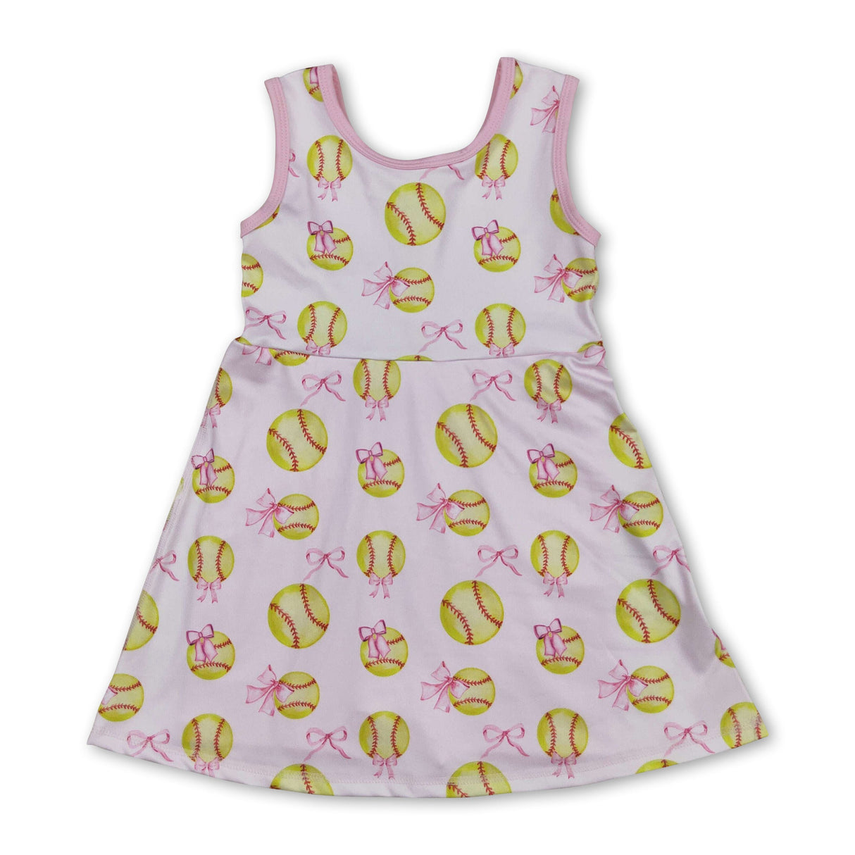 Sleeveless softball bow kids girls active wear dress
