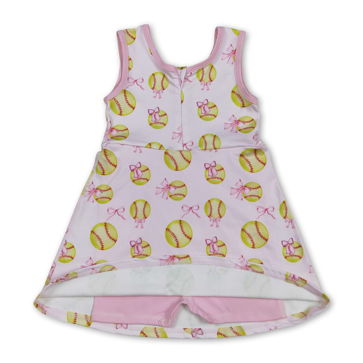 Sleeveless softball bow kids girls active wear dress