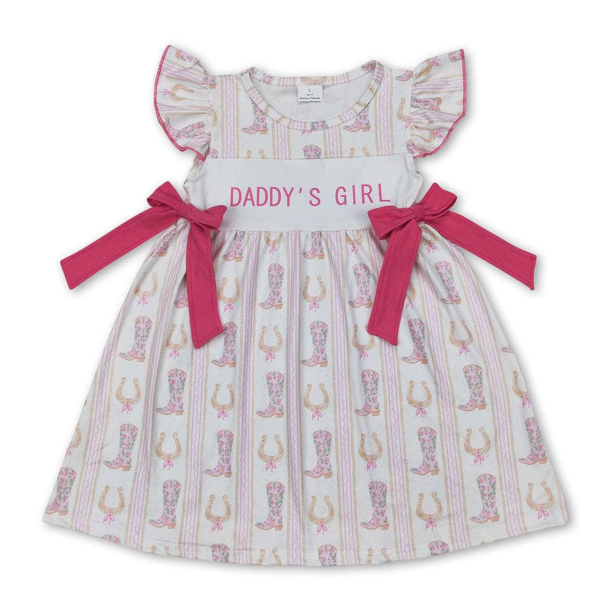 Flutter sleeves daddy's girl boots western kids dresses