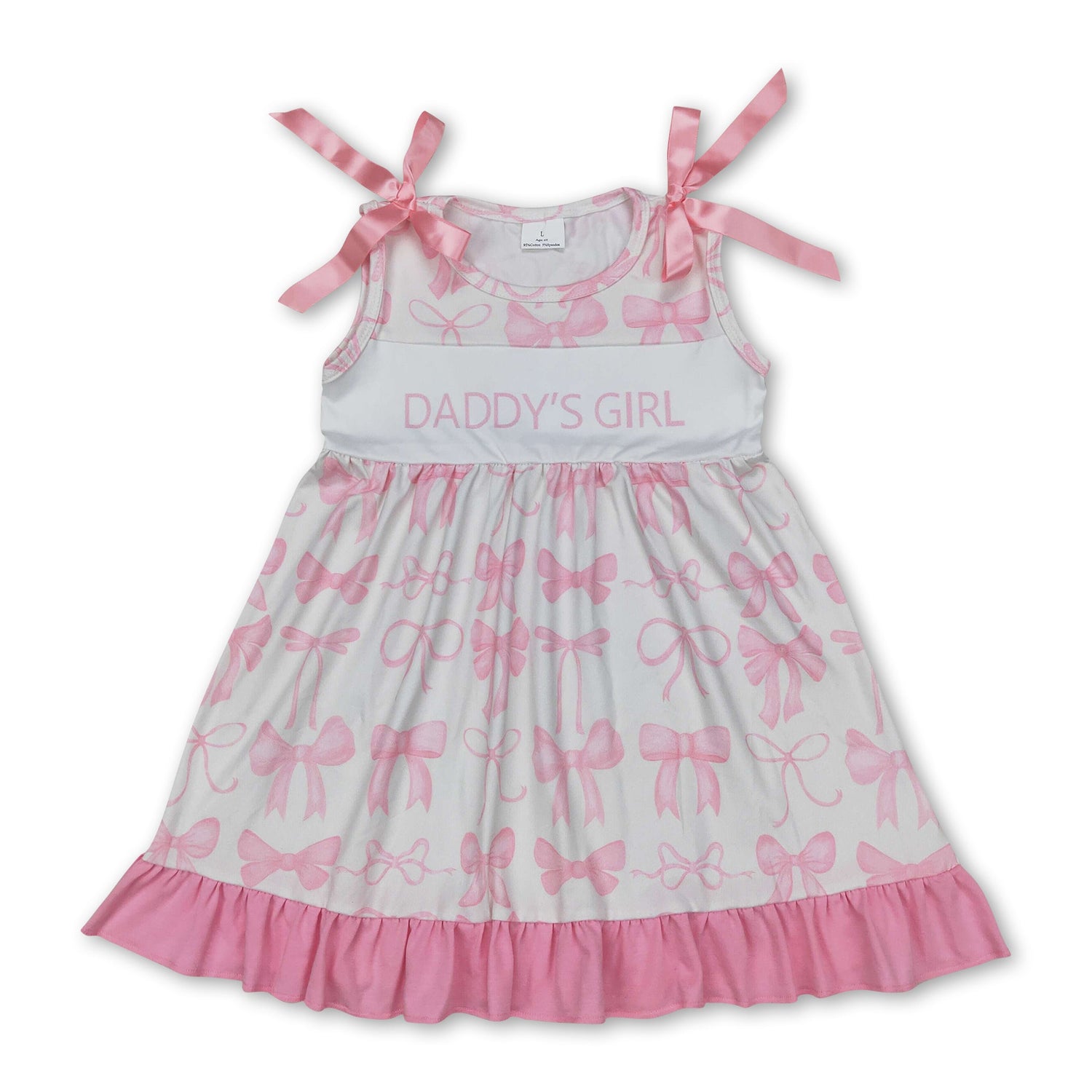 Pink ruffle sleeveless daddy's girl bow baby kids dress