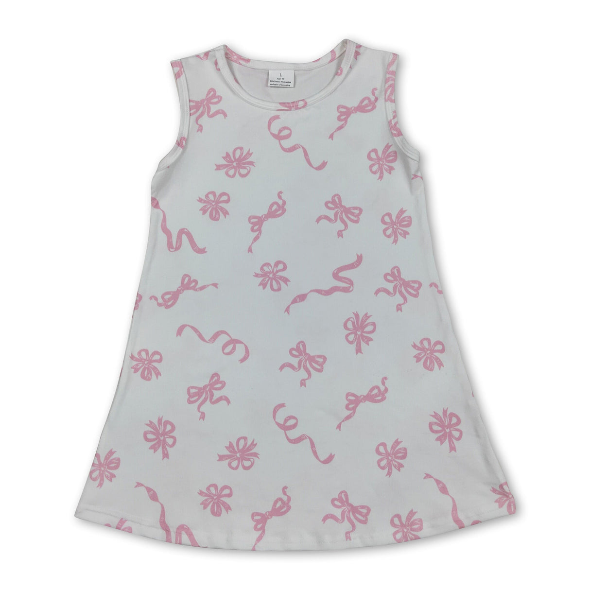 Sleeveless pink bow baby girls summer dresses