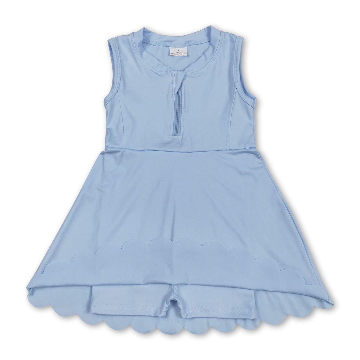 Light blue sleeveless zipper kids girls athletic dresses
