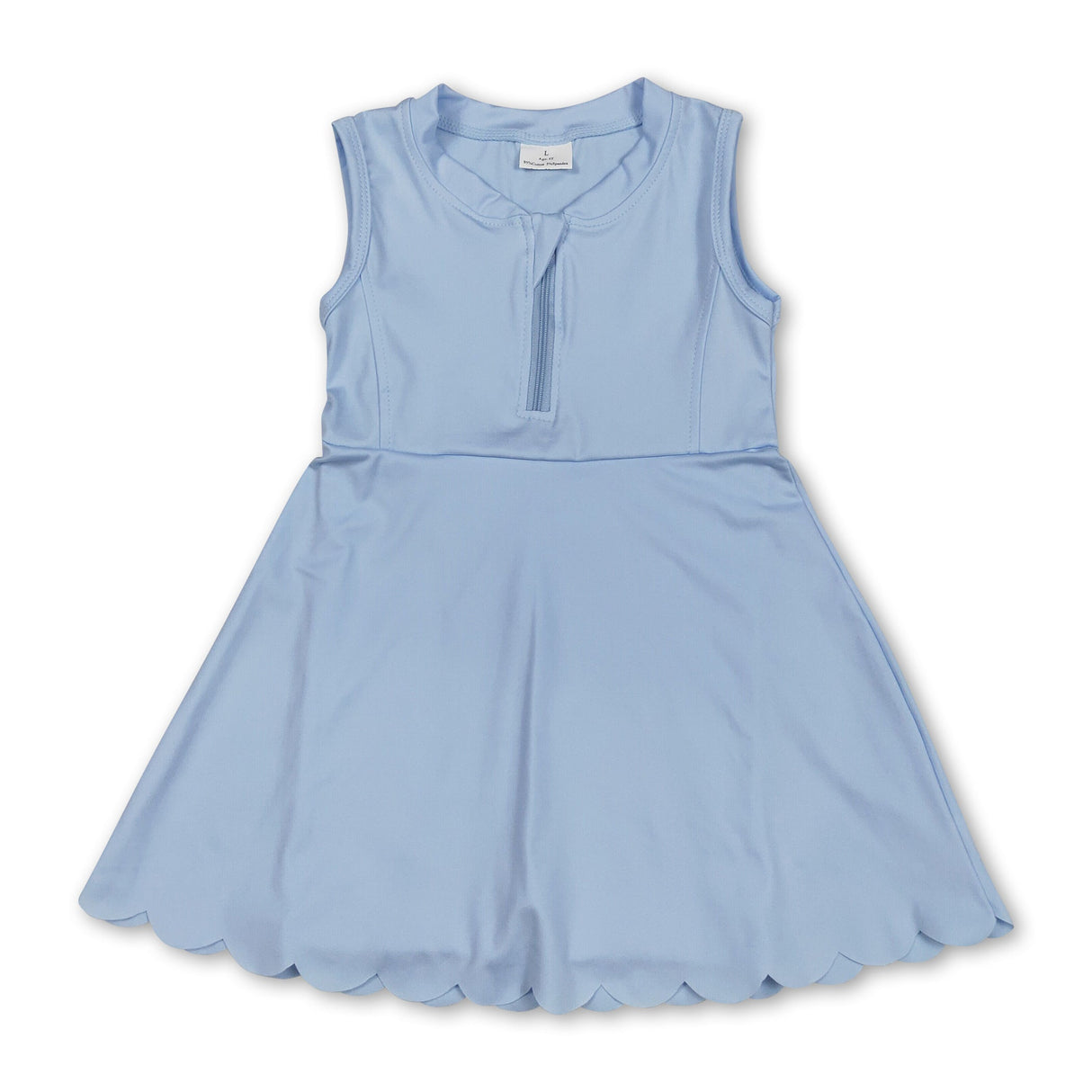 Light blue sleeveless zipper kids girls athletic dresses