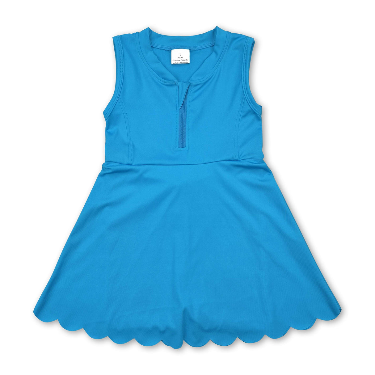 Blue sleeveless zipper kids girls athletic dresses