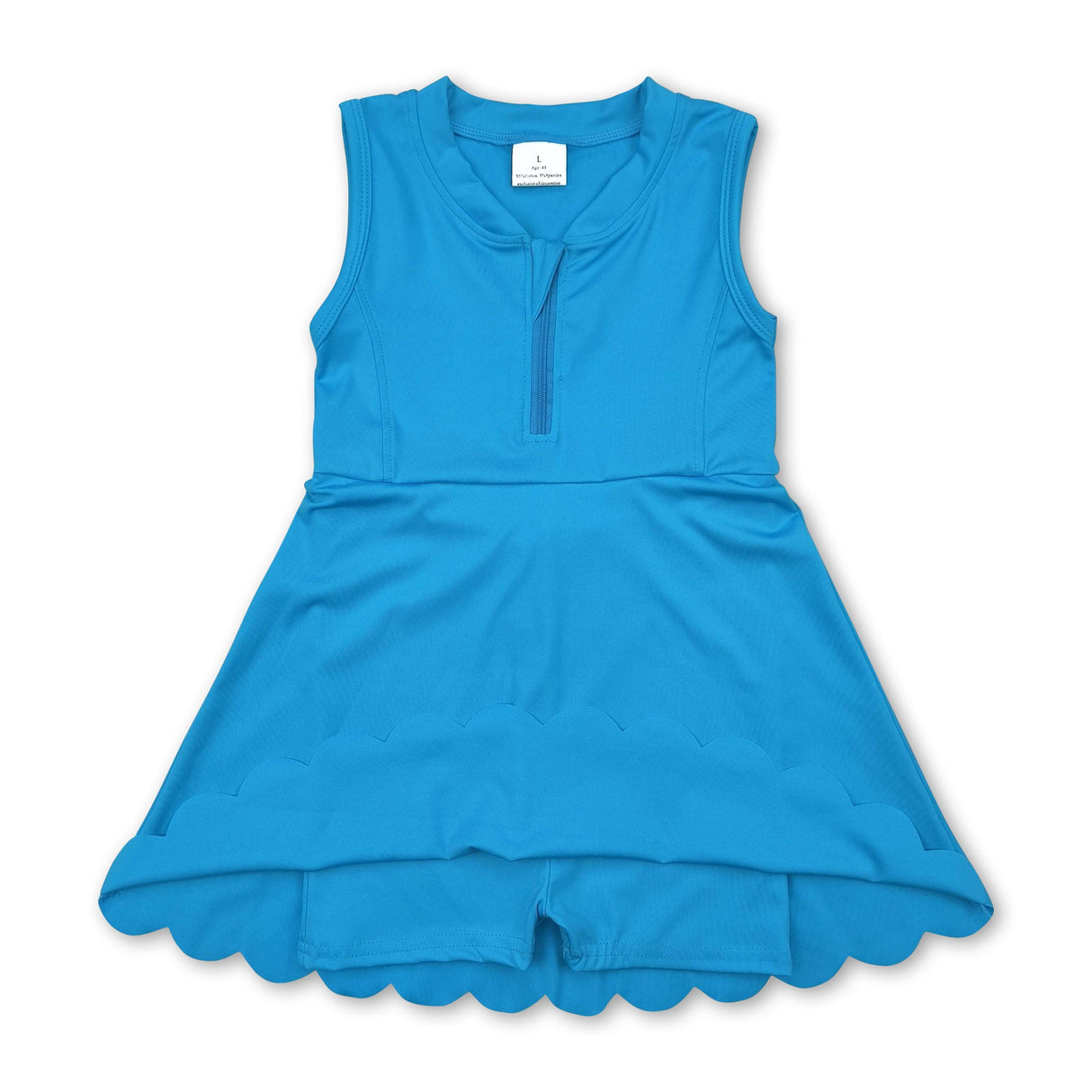 Blue sleeveless zipper kids girls athletic dresses