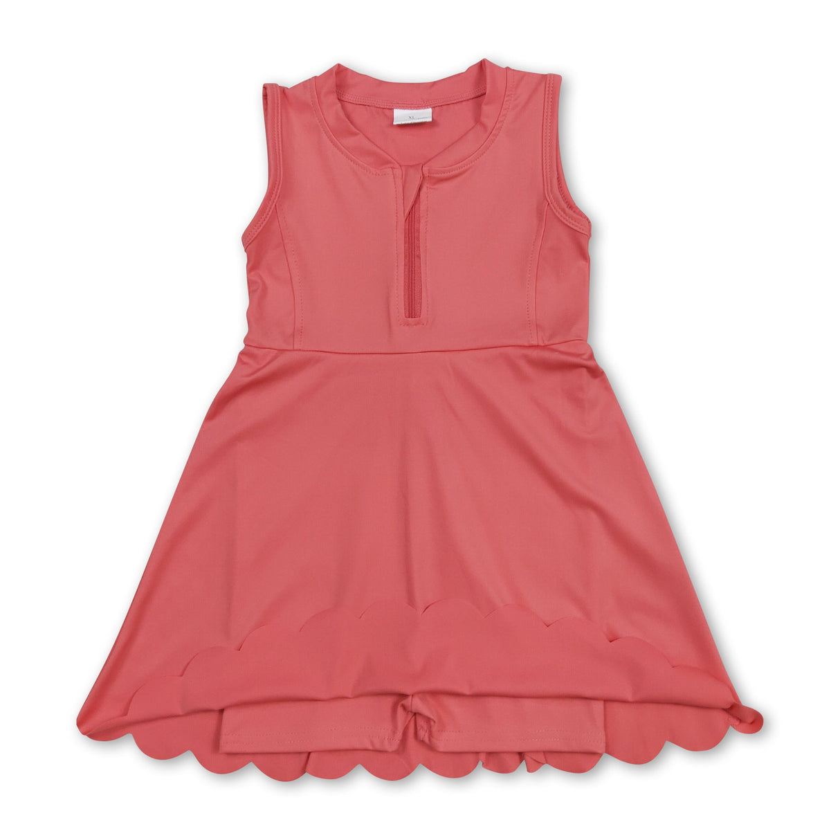 Peach sleeveless zipper kids girls athletic dresses