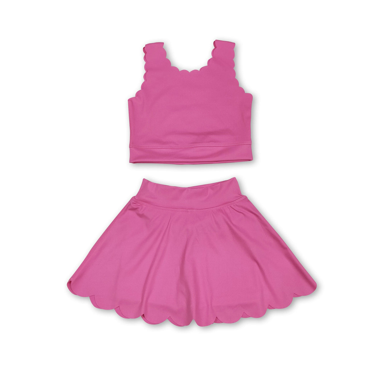 Pink sleeveless top skirt shorts kids girls active set