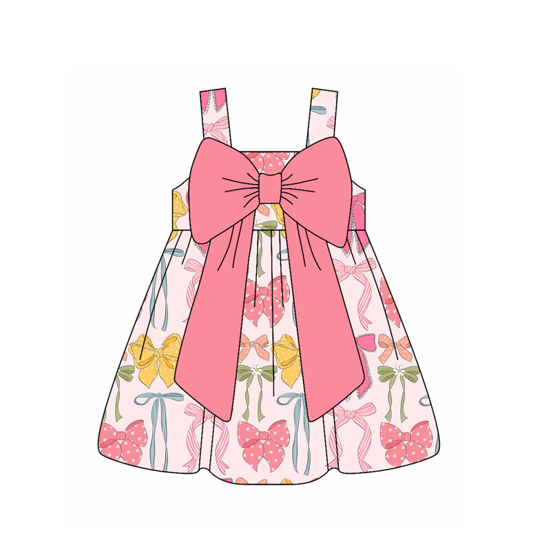 Straps princess colorful bow baby girls summer dresses