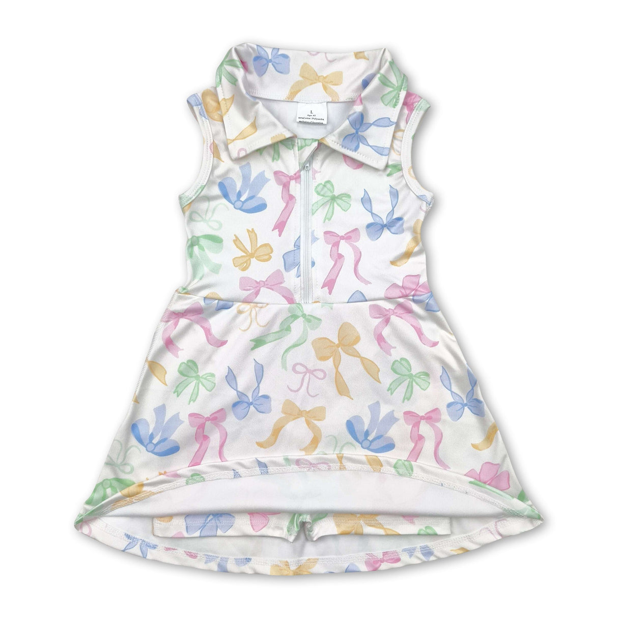 Sleeveless colorful bow kids girls athletic dresses