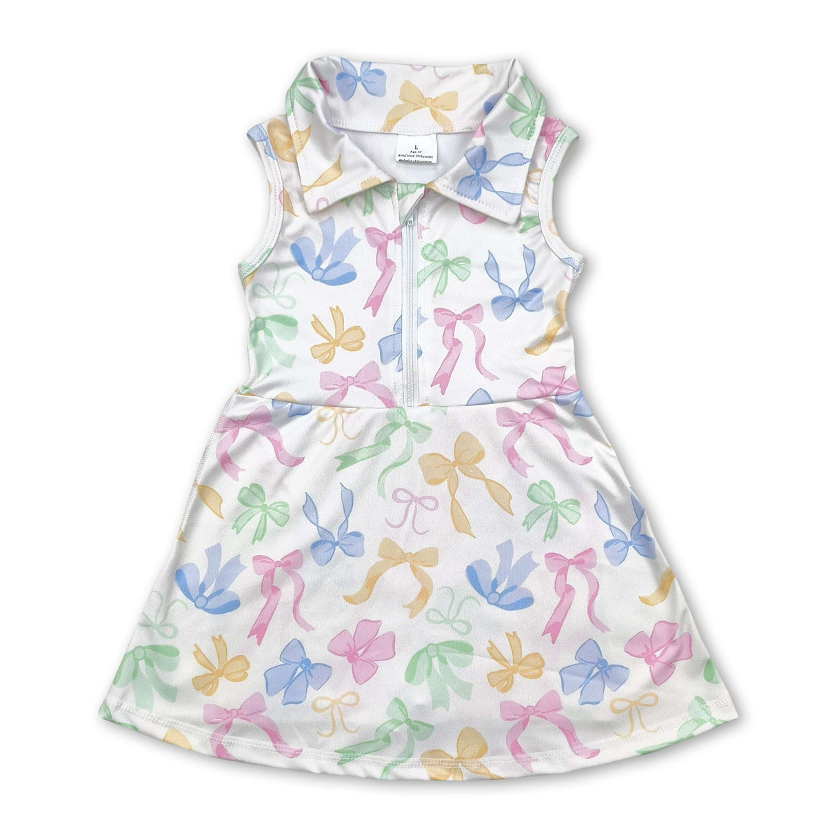 Sleeveless colorful bow kids girls athletic dresses