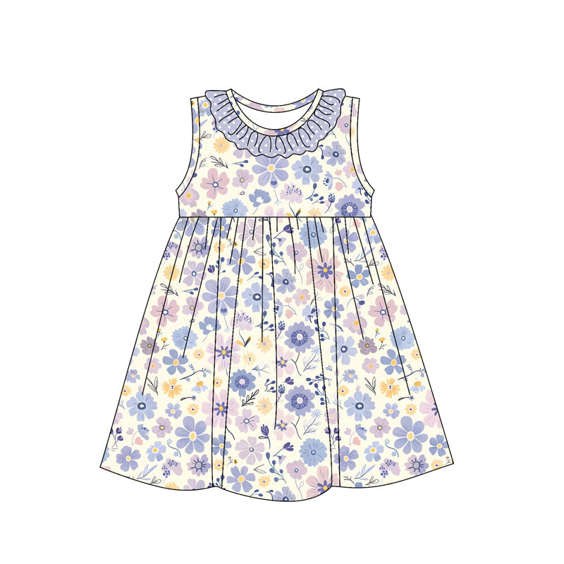 Polka dots ruffle sleeveless floral baby girls dresses