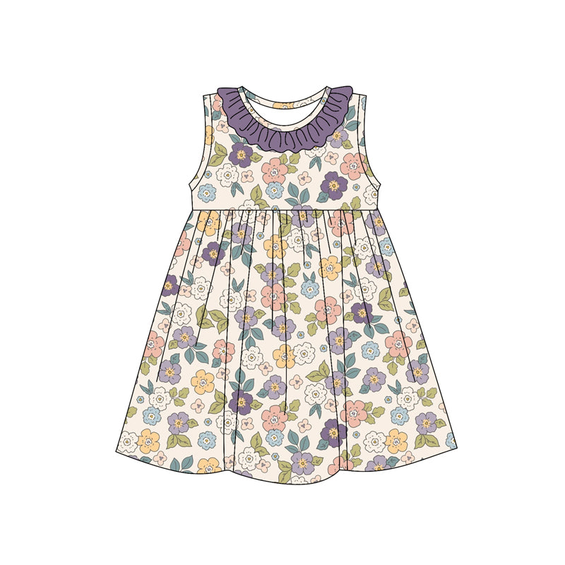 Ruffle sleeveless floral baby girls spring summer dresses