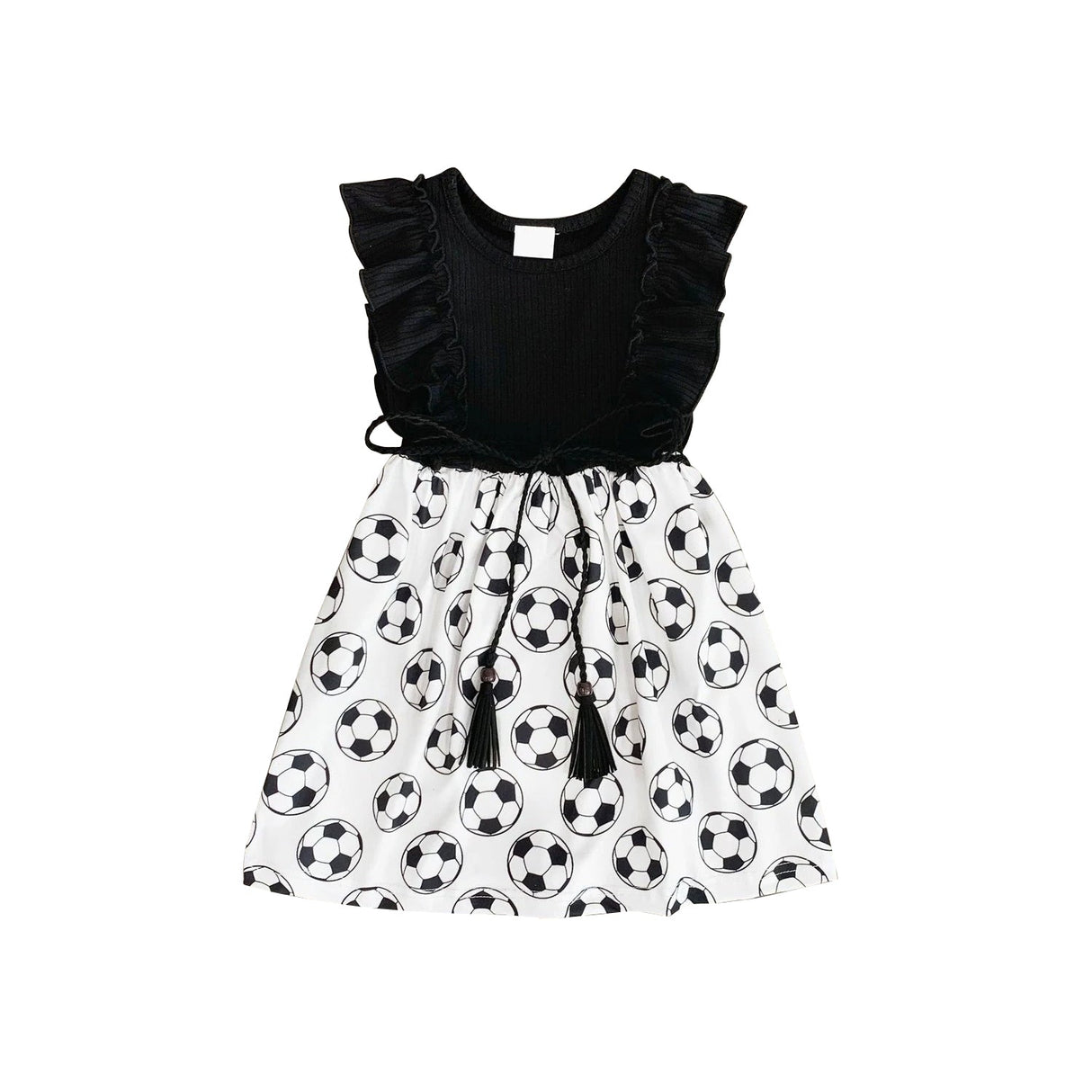 Black ruffle soccer kids girls summer dresses