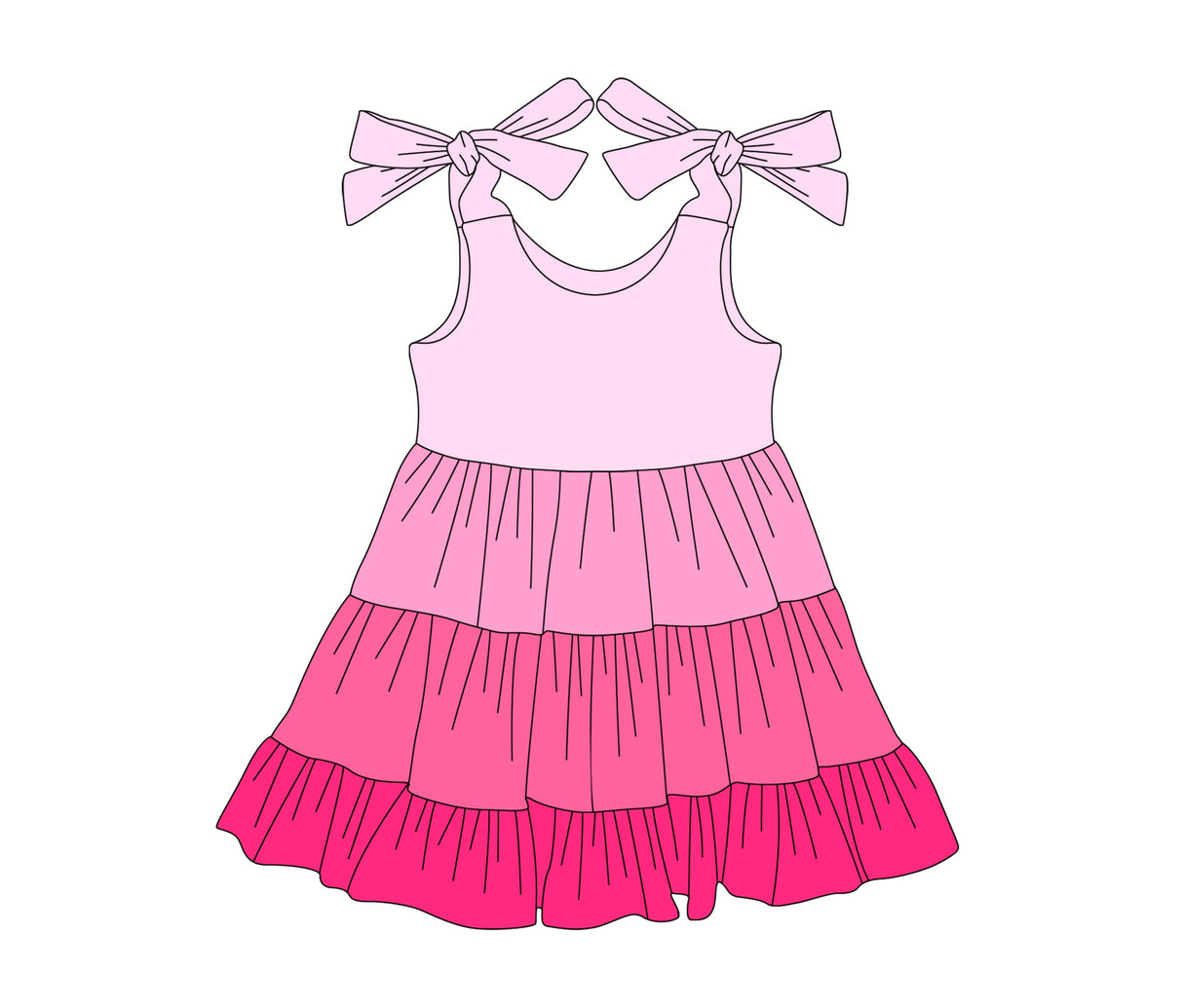 Pink straps patchwork ruffle kids girls dresses